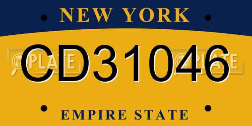 CD31046 New York License Plate