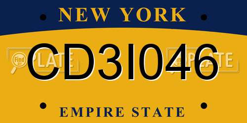 CD3I046 New York License Plate