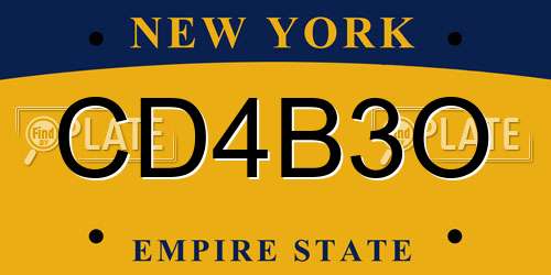 CD4B3O New York License Plate