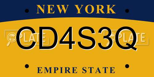 CD4S3Q New York License Plate