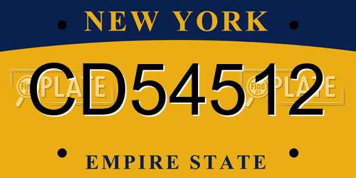 CD54512 New York License Plate