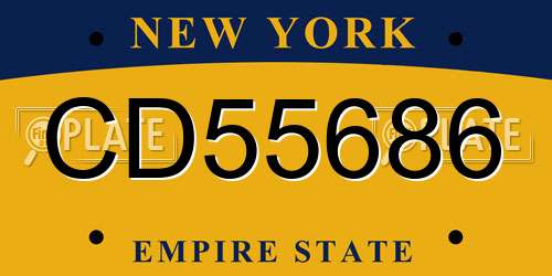 CD55686 New York License Plate