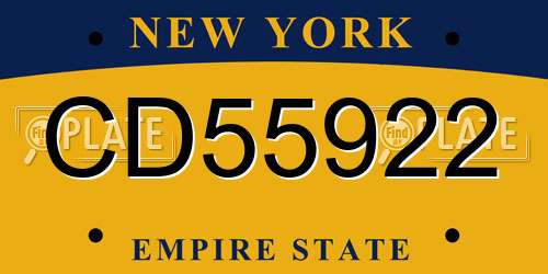 CD55922 New York License Plate