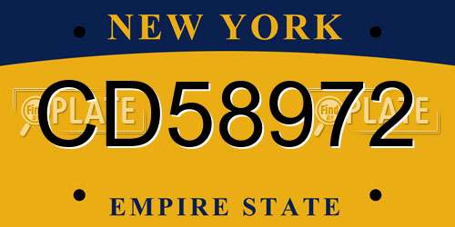 CD58972 New York License Plate