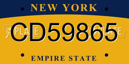 CD59865 New York License Plate