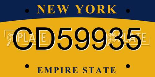 CD59935 New York License Plate
