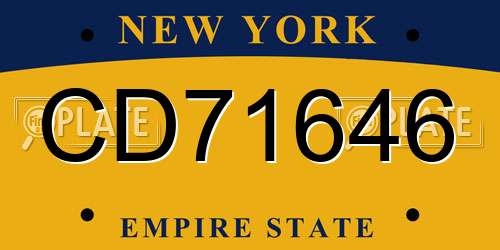 CD71646 New York License Plate