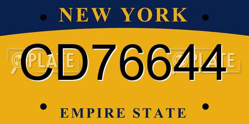 CD76644 New York License Plate