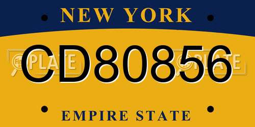 CD80856 New York License Plate