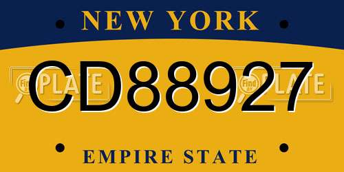 CD88927 New York License Plate