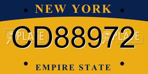 CD88972 New York License Plate