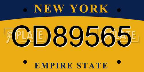 CD89565 New York License Plate
