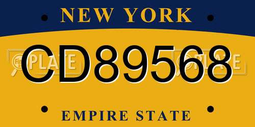 CD89568 New York License Plate