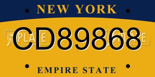 CD89868 New York License Plate