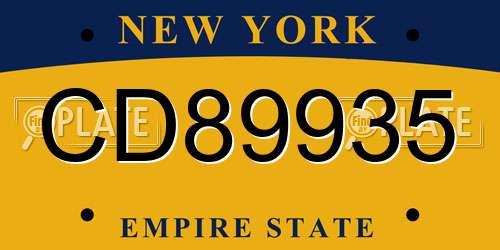 CD89935 New York License Plate