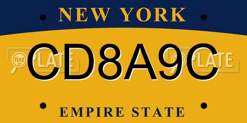 CD8A9C New York License Plate