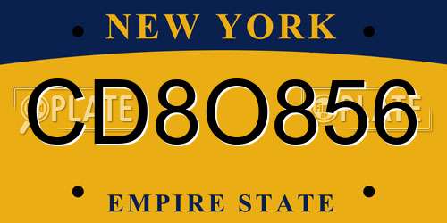 CD8O856 New York License Plate