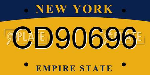 CD90696 New York License Plate