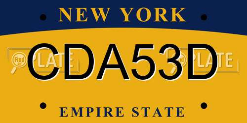 CDA53D New York License Plate