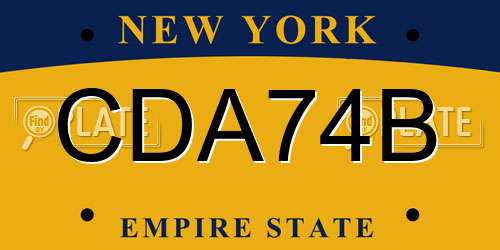 CDA74B New York License Plate