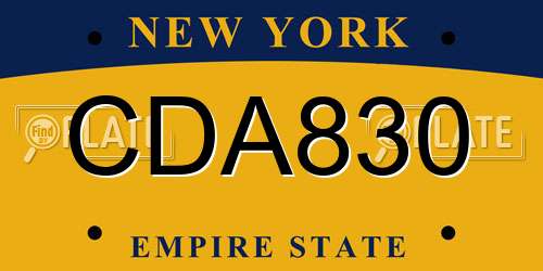 CDA830 New York License Plate