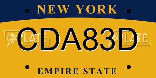 CDA83D New York License Plate