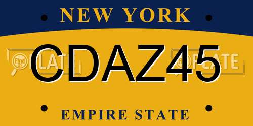 CDAZ45 New York License Plate