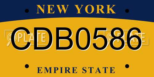 CDB0586 New York License Plate