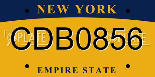 CDB0856 New York License Plate