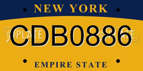 CDB0886 New York License Plate
