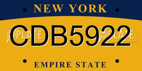 CDB5922 New York License Plate