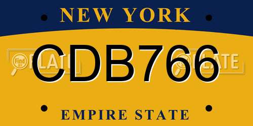 CDB766 New York License Plate