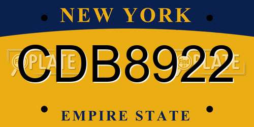 CDB8922 New York License Plate