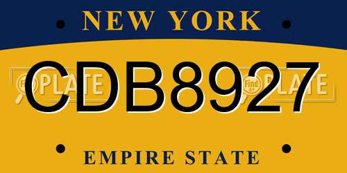 CDB8927 New York License Plate