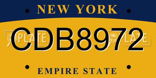 CDB8972 New York License Plate