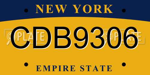 CDB9306 New York License Plate