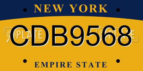 CDB9568 New York License Plate