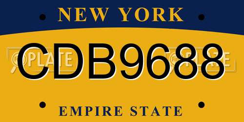 CDB9688 New York License Plate