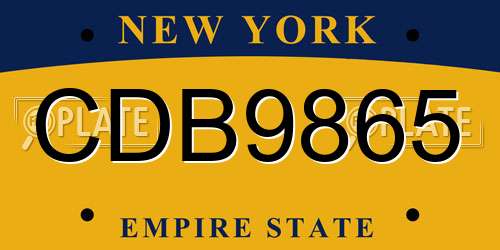 CDB9865 New York License Plate