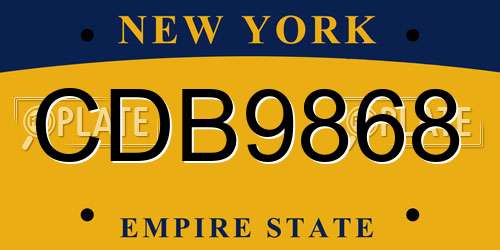 CDB9868 New York License Plate