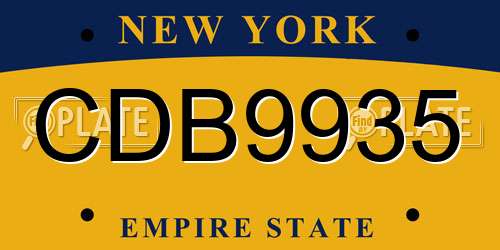 CDB9935 New York License Plate