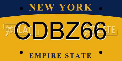 CDBZ66 New York License Plate