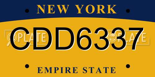 CDD6337 New York License Plate