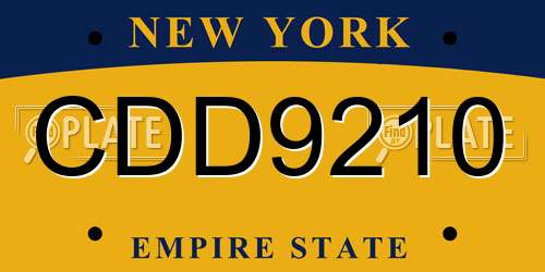 CDD9210 New York License Plate