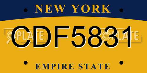 CDF5831 New York License Plate