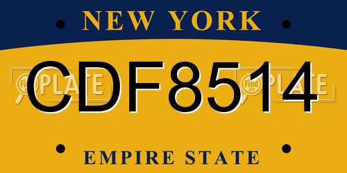 CDF8514 New York License Plate