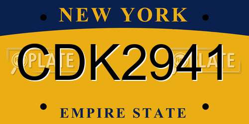 CDK2941 New York License Plate