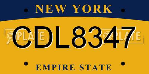 CDL8347 New York License Plate