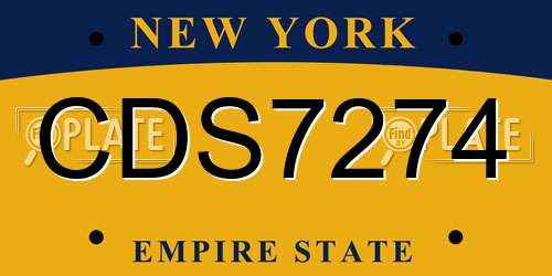 CDS7274 New York License Plate