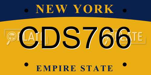 CDS766 New York License Plate